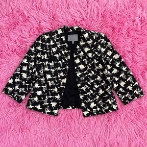 black and white houndstooth short blazer by classiques entier nordstrom small